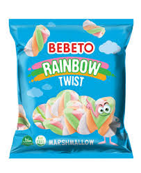 Bebeto Halal Rainbow Twist Marshmallow Fat Free 275 gr